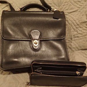 Coach Leather Bag & Wallet Deep Navy